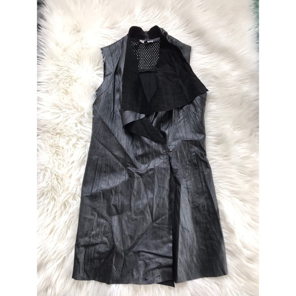 My Tribe | Drape collar leather vest - Picture 2 of 6